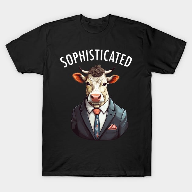 A Sophisticated Cow Wearing a Suit and Tie Funny Milk Pun T-Shirt by merchlovers